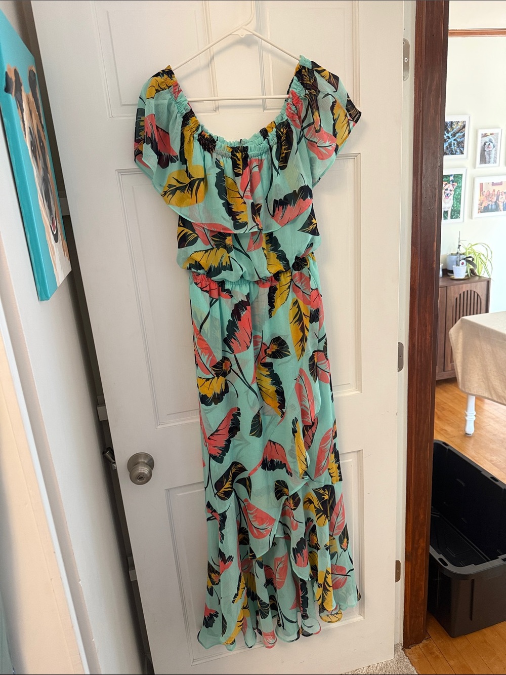 Express Mint Tropical Leaf Print Maxi Dress